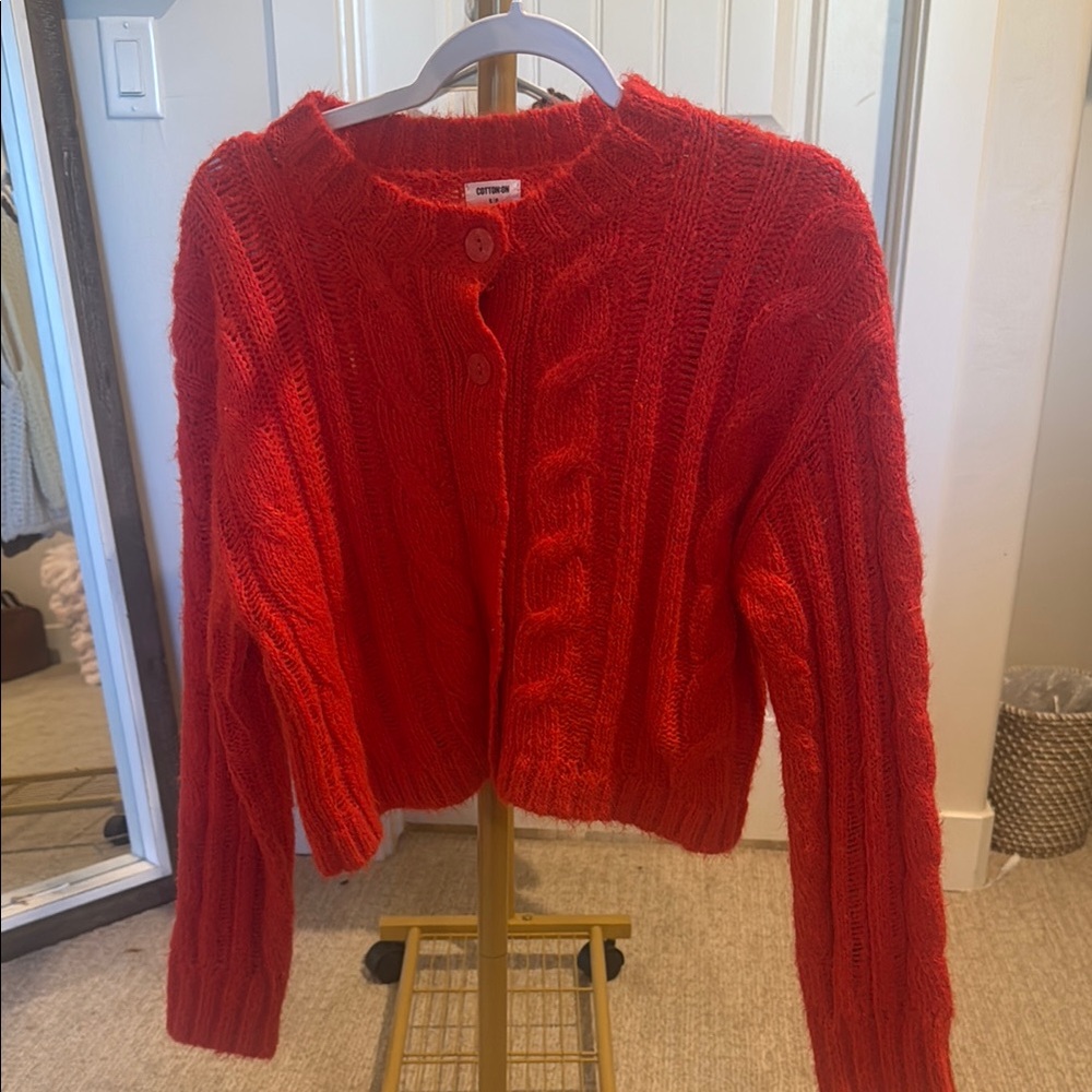 Cozy Red Cable Knit Sweater